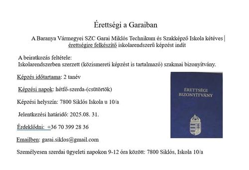 Érettségi felkészítés a Garaiban